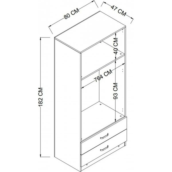 Yaman garderob 80 x 47 x 182 cm - Mattvit