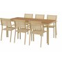 Matgrupp; 6 stolar och matbord 205 x 90 cm beige - Copacabana
