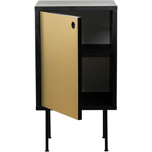 Volume svart sängbord med mässingsdörr Volume svart sängbord med mässingsdörr