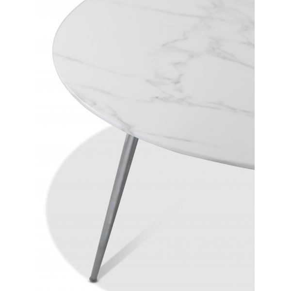 Kunst ronde eettafel 110 cm - Gemarmerd glas / Chroom