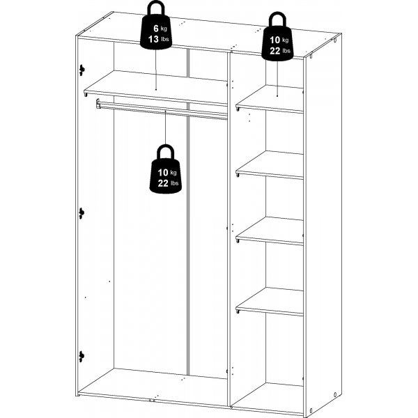 Space garderob med 3 drrar - Vit