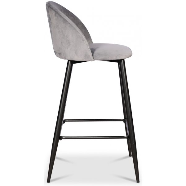Giovani Velvet barstol - Grå sammet / Svarta ben Giovani Velvet barstol - Grå sammet / Svarta ben