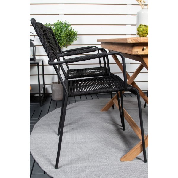 Kenya utematgrupp med 4 st Lindos stolar - Svart/Teak Kenya utematgrupp med 4 st Lindos stolar - Svart/Teak