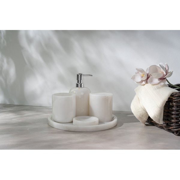 Badrumsset i vit Thassosmarmor med 5 delar Badrumsset i vit Thassosmarmor med 5 delar