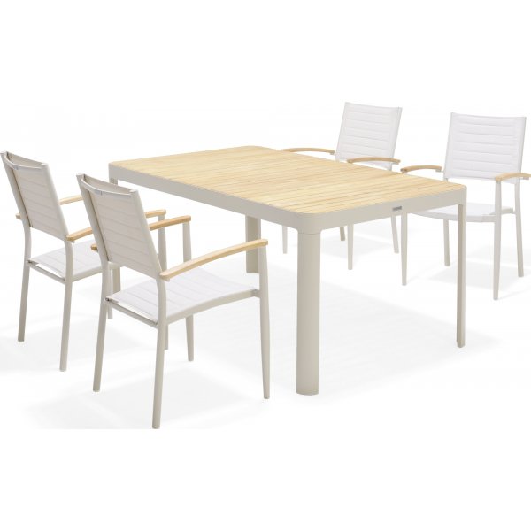 Portails salle à manger groupe 5 - Blanc/teck Portails salle à manger groupe 5 - Blanc/teck