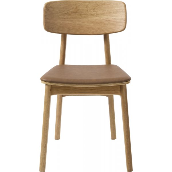 Chaise de salle à manger Kleppen avec structure en chêne huilé et assise en PU marron Chaise de salle à manger Kleppen avec structure en chêne huilé et assise en PU marron