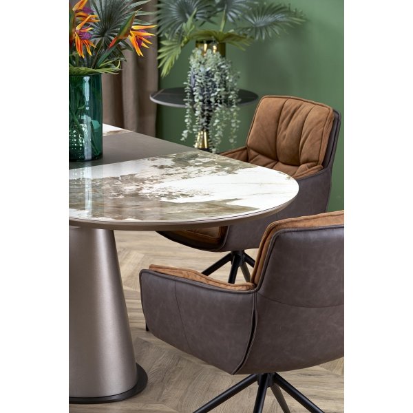 Robinson matbord 160-200 x 90 cm - Beige marmor/cappuccino/svart Robinson matbord 160-200 x 90 cm - Beige marmor/cappuccino/svart