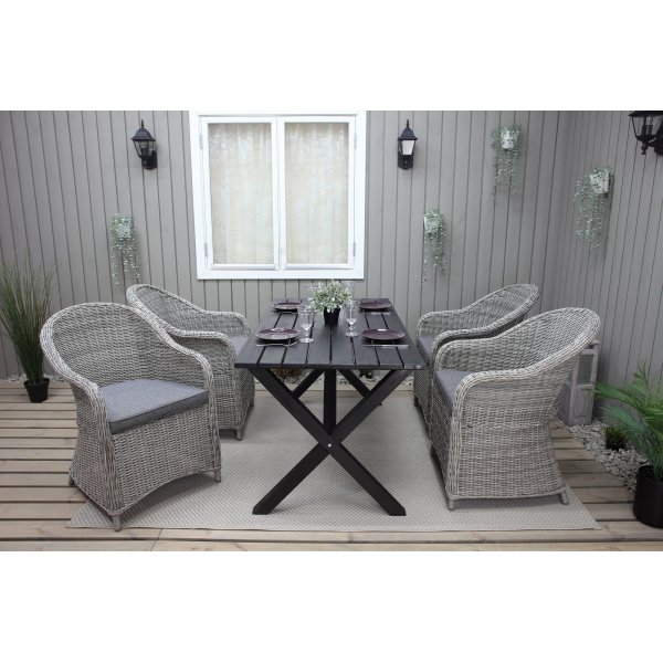 Nebraska - Utefåtölj i konstrotting + Textilrengöring för möbler Nebraska - Utefåtölj i konstrotting + Textilrengöring för möbler