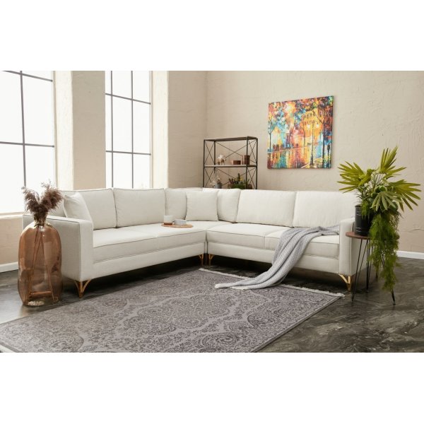 Canapé d'angle Berlin - Blanc crème/or Canapé d'angle Berlin - Blanc crème/or