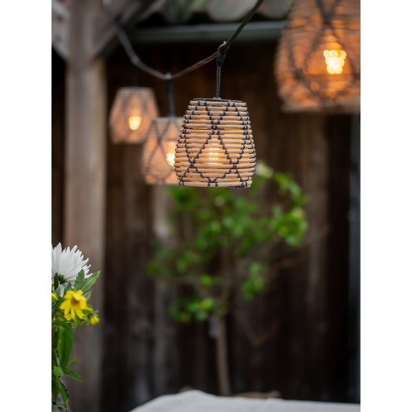 Guirlande lumineuse Flex Out pour extrieur avec abat-jour Lollo - 6,5 m - Naturel/noir