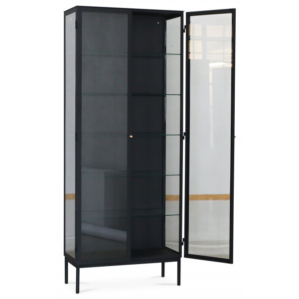 Revel vitrinskåp 200x80 cm - Svart / klarglas + Möbeltassar Revel vitrinskåp 200x80 cm - Svart / klarglas + Möbeltassar