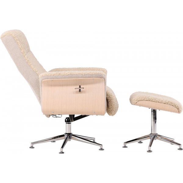 Fåtölj med fotpall - Beige / Whitewash Fåtölj med fotpall - Beige / Whitewash