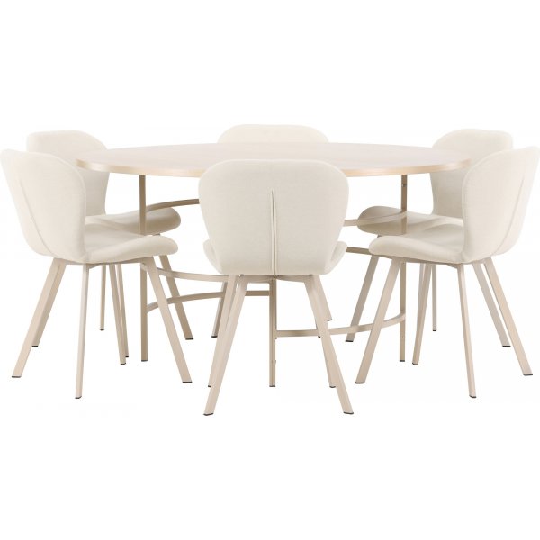 Matbord Copenhagen med 6 st Lilja stolar - Beige/whitewash + 6.00 x Stolsdyna Matbord Copenhagen med 6 st Lilja stolar - Beige/whitewash + 6.00 x Stolsdyna