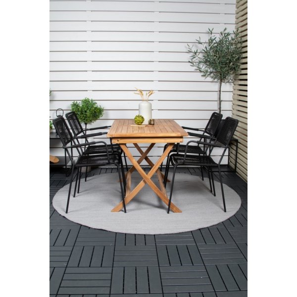 Kenya utematgrupp med 4 st Lindos stolar - Svart/Teak Kenya utematgrupp med 4 st Lindos stolar - Svart/Teak