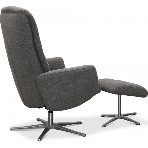 Paris fåtölj med pall - Grå tyg Paris fåtölj med pall - Grå tyg