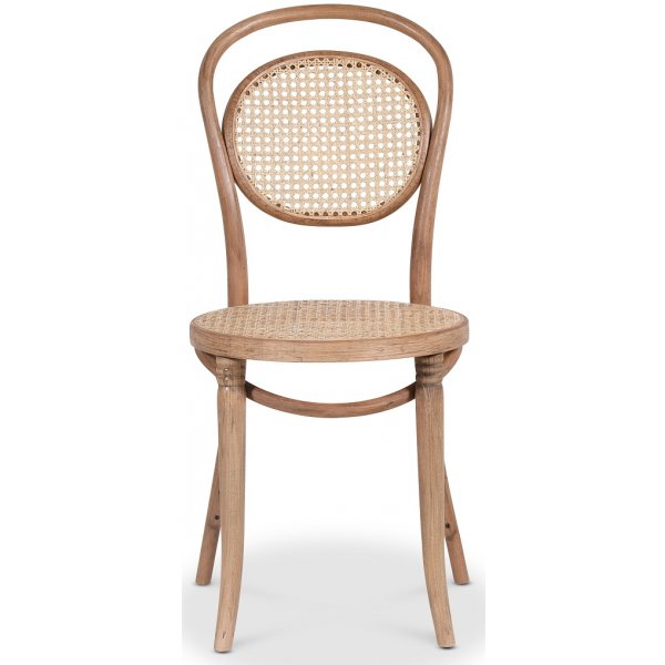 No 10 matstol med rottingsits och -rygg - Vintage