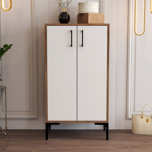 Prague schoenenkast - Walnoot/wit Prague schoenenkast - Walnoot/wit