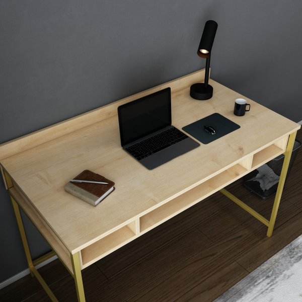 Bureau Alma 120 x 60 cm - Or/chêne Bureau Alma 120 x 60 cm - Or/chêne