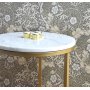 Accent runt lampbord D50 cm - Vit marmor / Mssingsfrgad