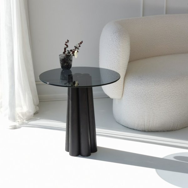Table basse Thales 50 cm - Gris fonc/noir