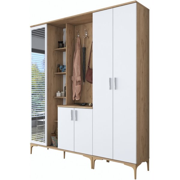 Meuble d\\\'entre Esa 180 x 37,5 x 198,6 cm Variante B - Noyer/blanc