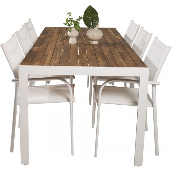 Bois utematgrupp med 6 st Santorini stolar - Natur/Vit