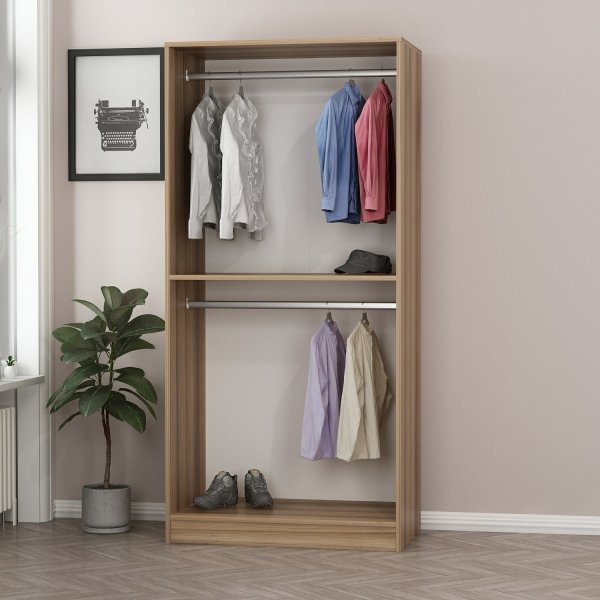 Armoire Cavolo 90x52x210 cm - Marron/fumée Armoire Cavolo 90x52x210 cm - Marron/fumée