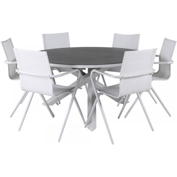 Copacabana utematgrupp med 6 st Alina stolar - Gr/Vit