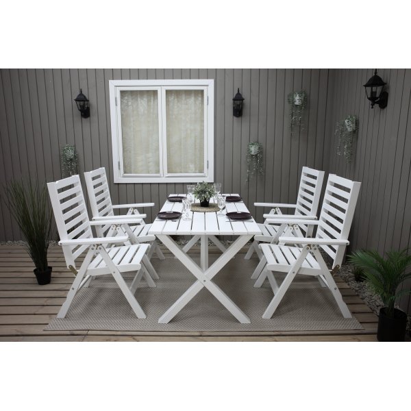 Table de groupe d'extrieur Scottsdale 150 cm avec 4 chaises Bstad - Blanc