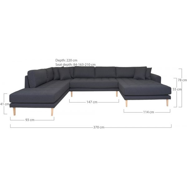 Lido U-soffa med öppen avslut - Mörkgrå Lido U-soffa med öppen avslut - Mörkgrå