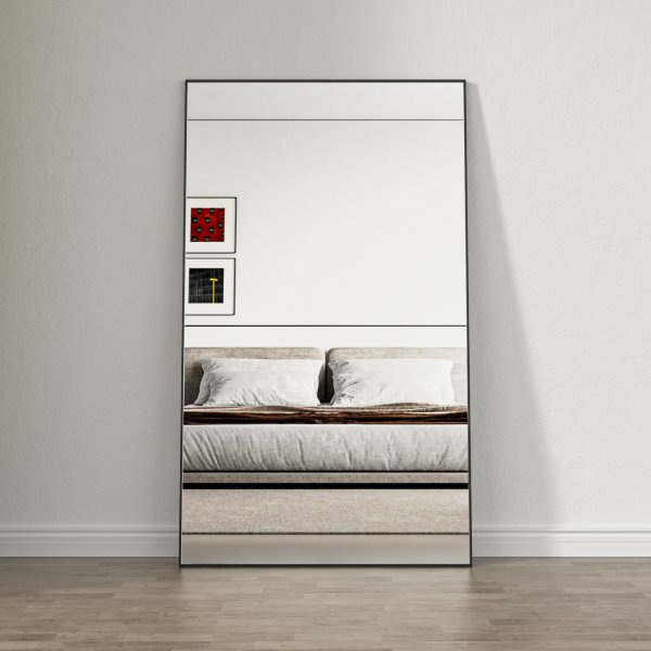 Helkroppsspegel 100 � 170 cm � Svart aluminiumram � Blanche