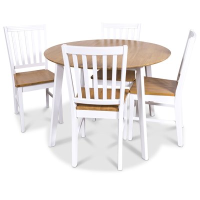 minne matgrupp - Runt Bord inklusive 4 st stolar - Vit/ek