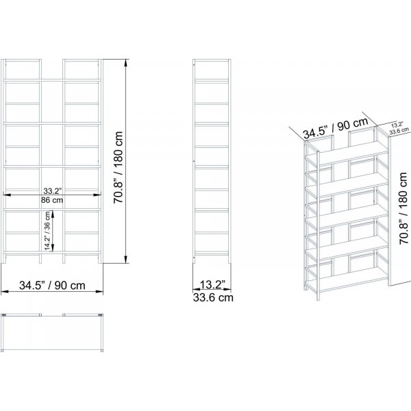 Tinleys bokhylla - Guld/vit