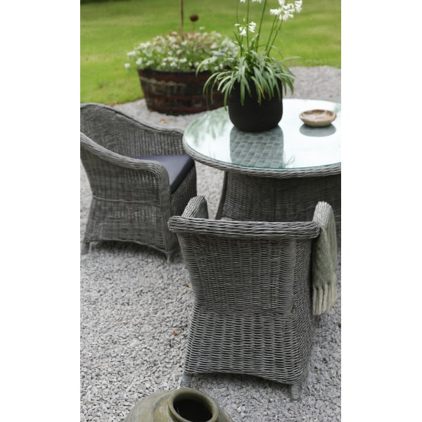 Groupe de restauration en plein air de Jacksonville; Table ronde 110 cm avec 4 fauteuils Mercury rotin synthtique gris