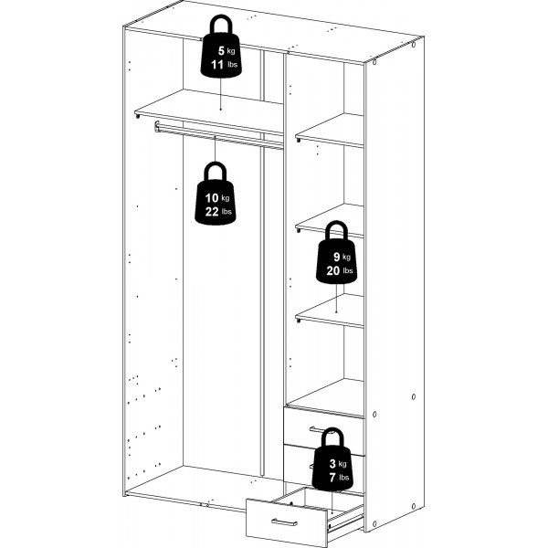 Armoire Space avec 3 portes et 3 tiroirs - Chêne Armoire Space avec 3 portes et 3 tiroirs - Chêne