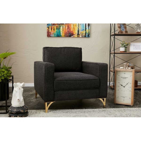 Berlin fåtölj - Antracit/guld Berlin fåtölj - Antracit/guld