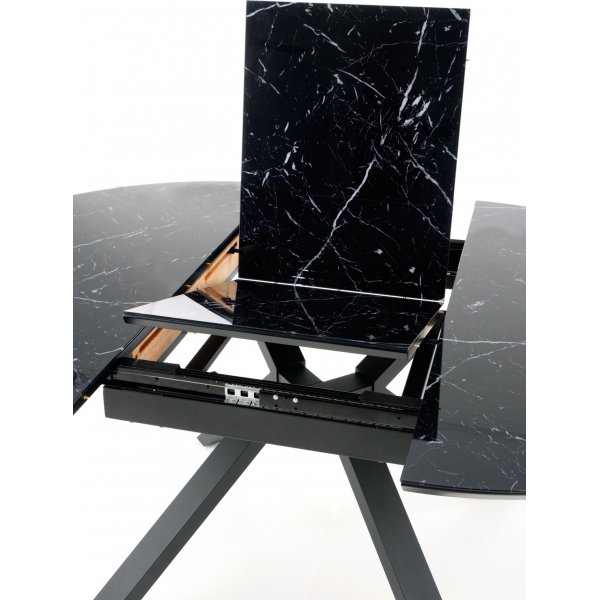 Dizzy ronde eettafel 130x130-180 cm - Zwart marmer effect