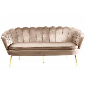 Soffa 3-sits i m�rk beige sammet/m�ssing - Kingsley