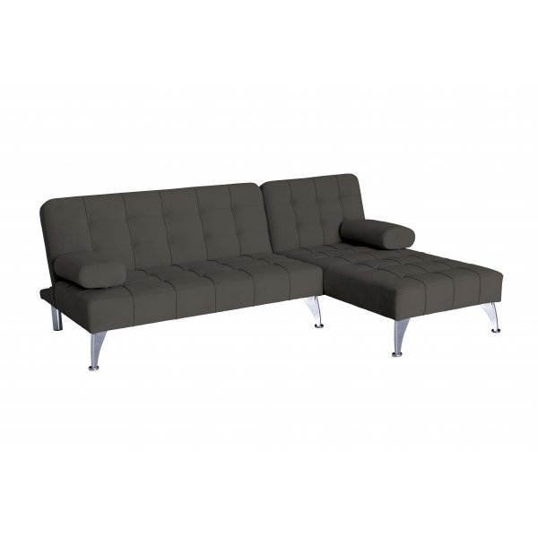 Bddsoffa med divan brun sammet 198 cm