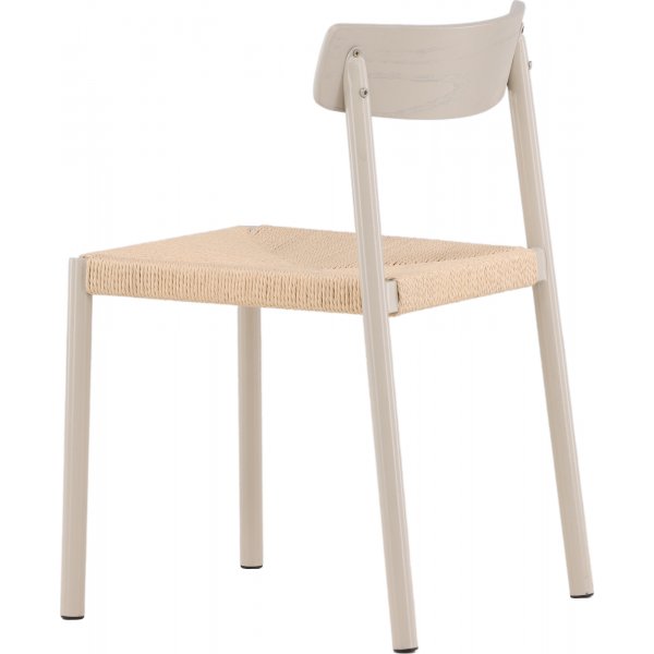 Chaise de salle à manger avec assise en rotin - Greige Chaise de salle à manger avec assise en rotin - Greige