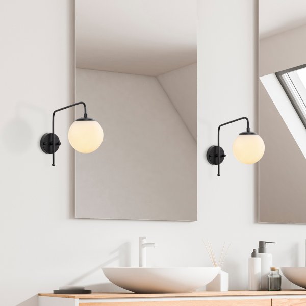 Viran wandlamp 10935 - Zwart/wit