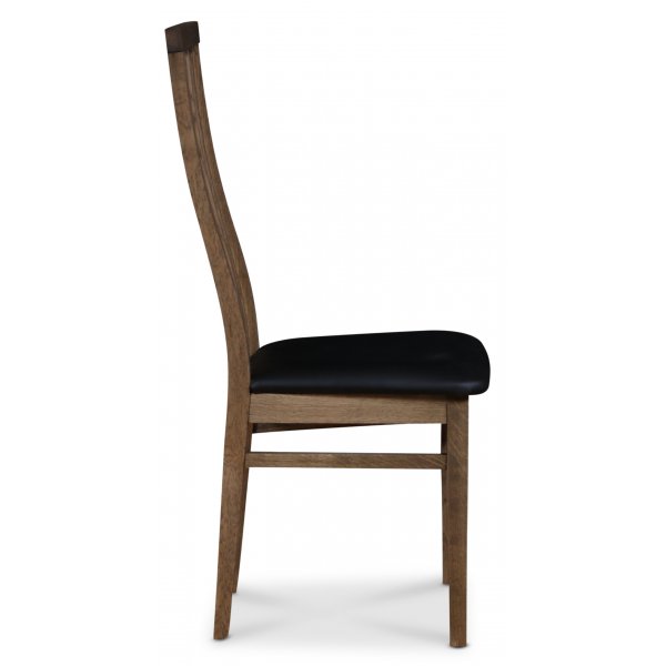 Alaska stol - Brunoljad ek / Svart Ecoläder + Möbeltassar Alaska stol - Brunoljad ek / Svart Ecoläder + Möbeltassar