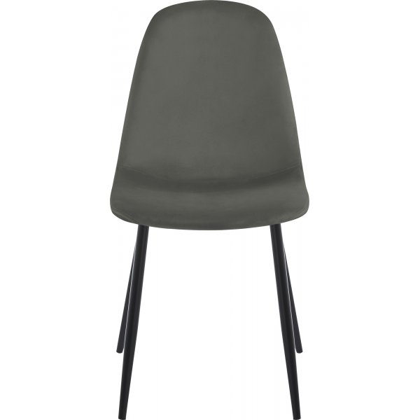 Stol i mörkgrå sammet med svarta ben Stol i mörkgrå sammet med svarta ben