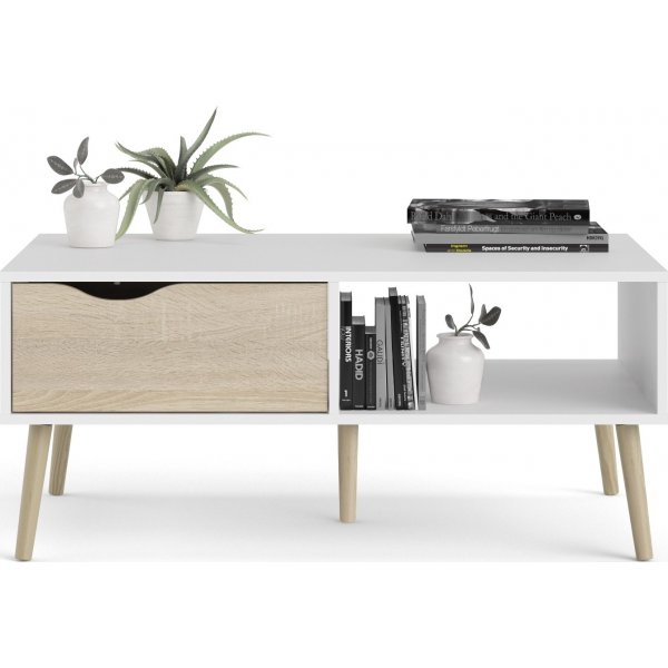 Oslo soffbord 99 x 39 cm - Vit/ek Oslo soffbord 99 x 39 cm - Vit/ek
