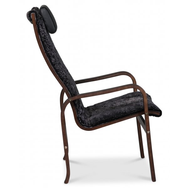 Fauteuil Fushion en peau de mouton scandinave gris foncé - Noyer foncé Fauteuil Fushion en peau de mouton scandinave gris foncé - Noyer foncé