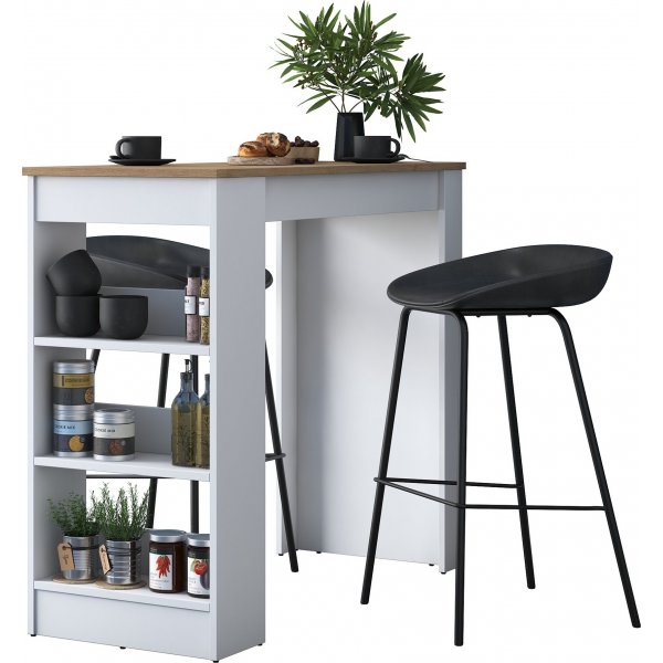 Table de bar Jarik 120 x 50 cm - Noyer/blanc Table de bar Jarik 120 x 50 cm - Noyer/blanc