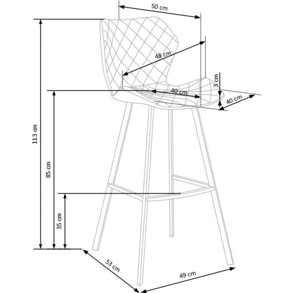 Erin barstol hög - Vit/grå Erin barstol hög - Vit/grå