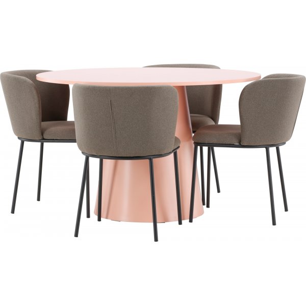 Matbord Lanzo med 4 st Edina stolar - Svart/brun/rosa Matbord Lanzo med 4 st Edina stolar - Svart/brun/rosa