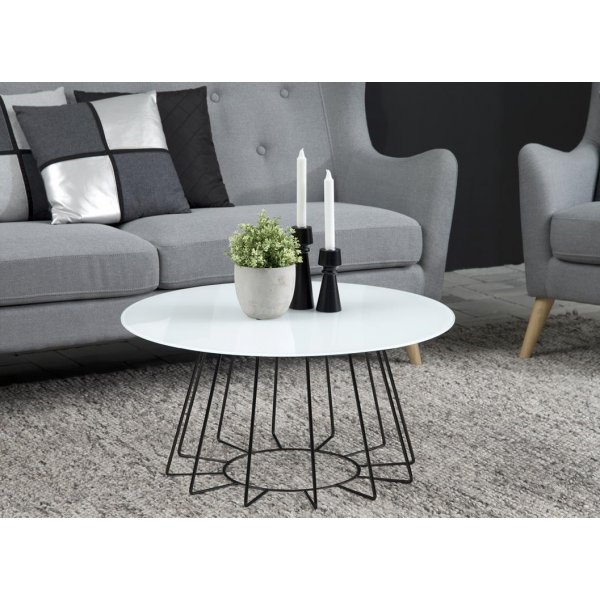 Casia soffbord Ø80 cm - Vit/svart Casia soffbord Ø80 cm - Vit/svart