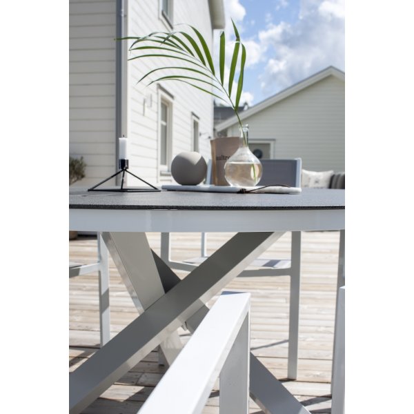 Copacabana matbord 140 cm - Gr/Vit